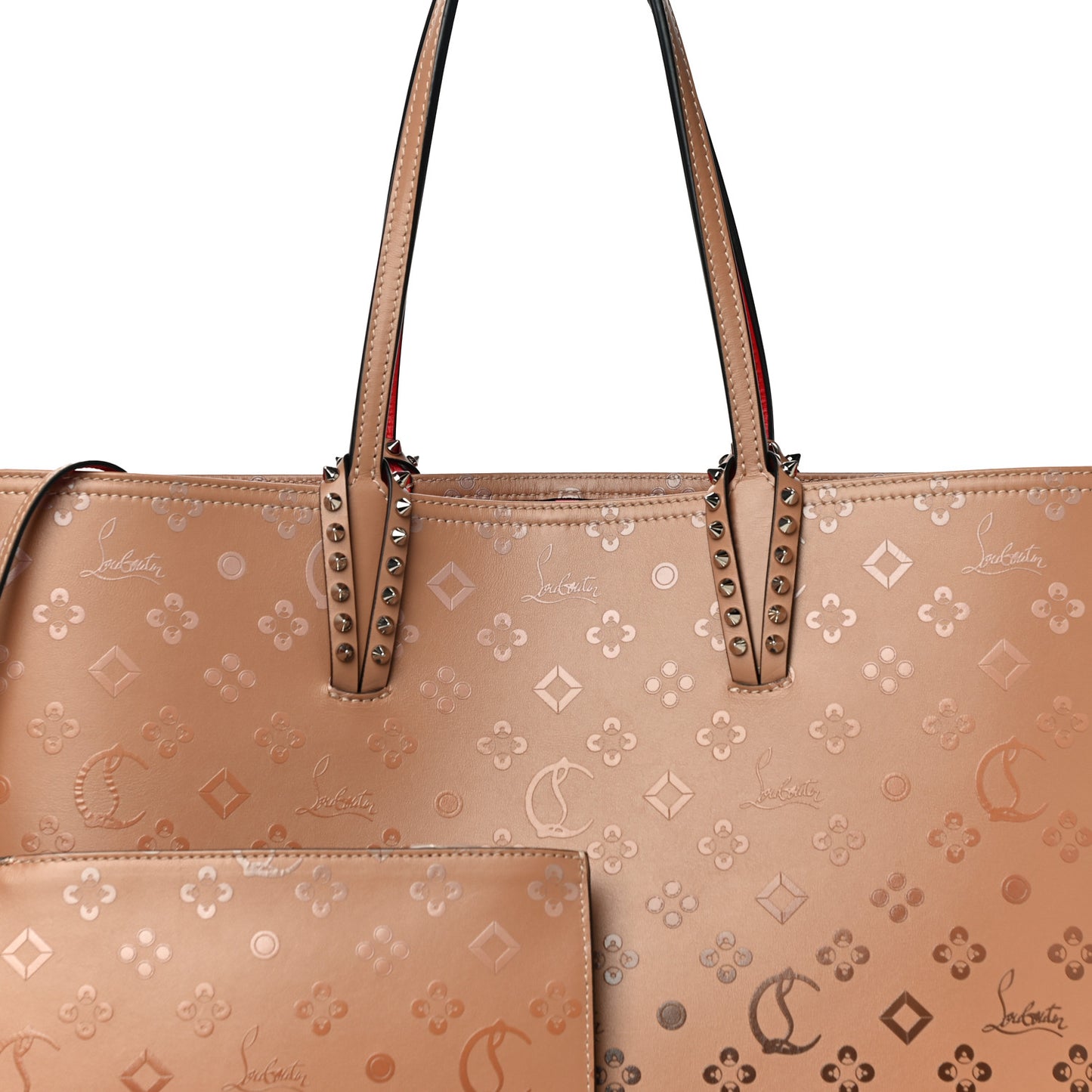 Calfskin Patent Degrade Loubinthesky East West Cabata Tote Nude