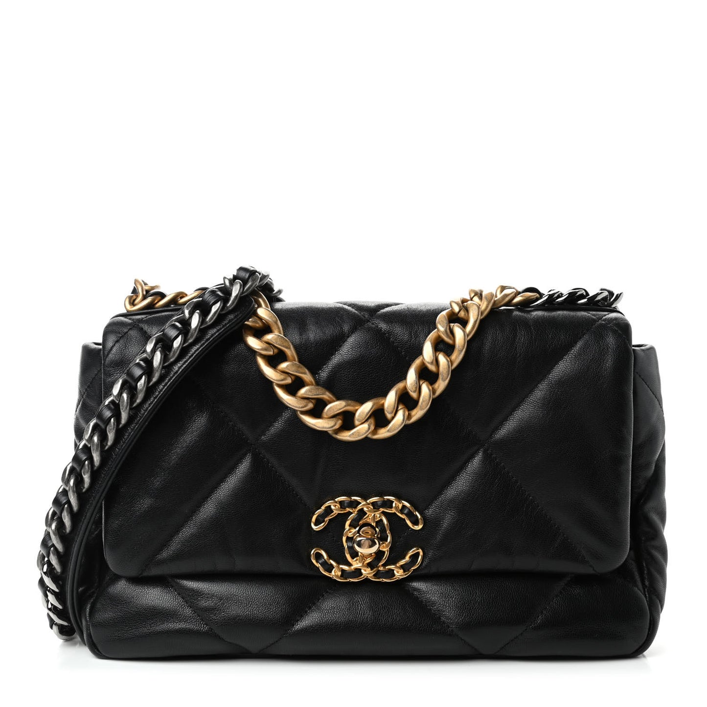 Goatskin Quilted Medium Chanel 19 Flap Black