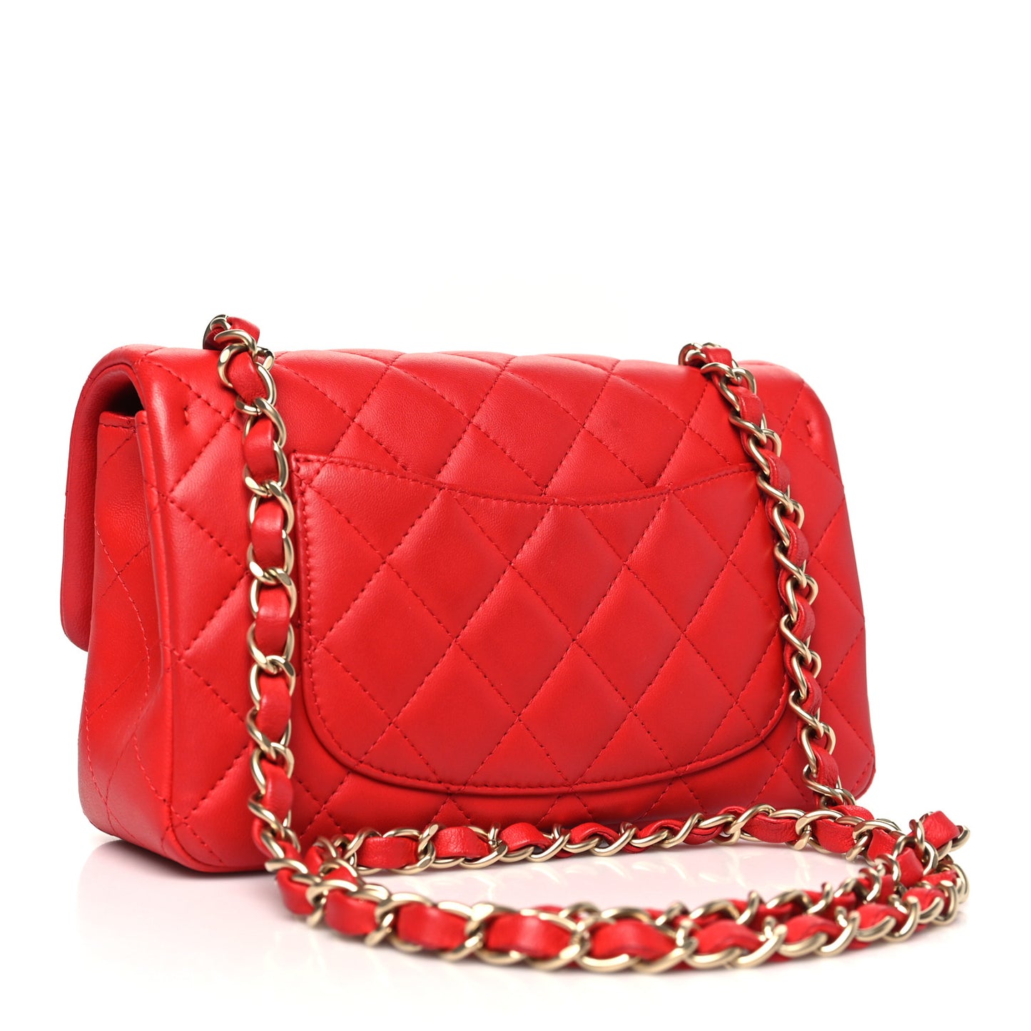 Lambskin Quilted Mini Rectangular Flap Red