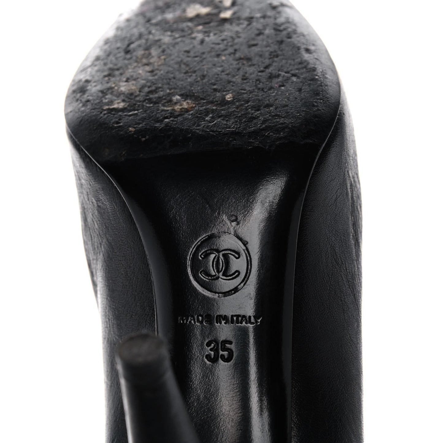 Lambskin Cap Toe Pearl Pumps 35 Black