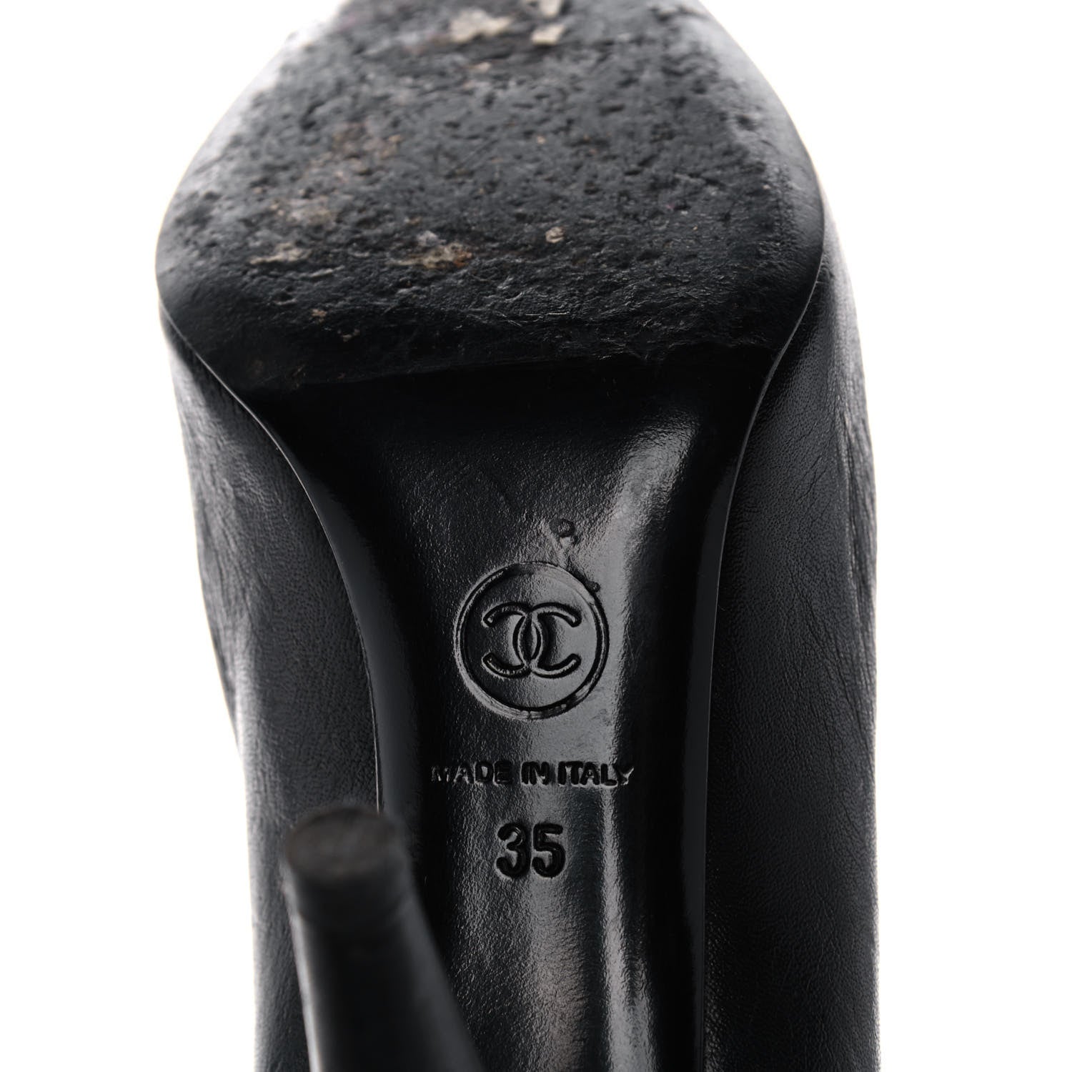 Chanel Lambskin Cap Toe Pearl Pumps 35 Black 6 of 11