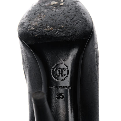 Chanel Lambskin Cap Toe Pearl Pumps 35 Black 6 of 11