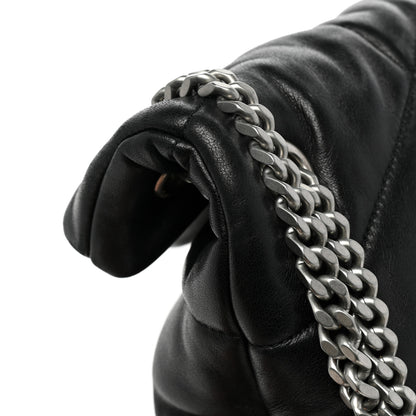 Saint Laurent Lambskin Quilted Medium Loulou Puffer Monogram Chain Satchel Black 16 of 16