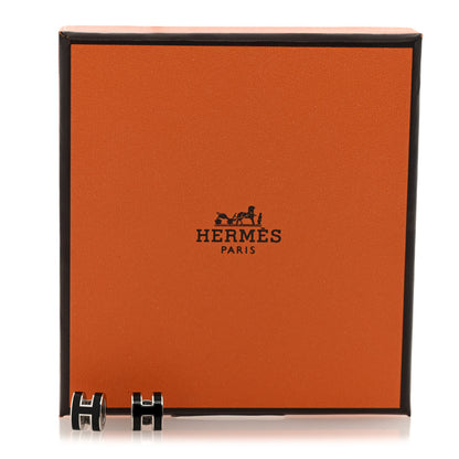 Hermes Palladium Lacquered Mini Pop H Earrings Black 5 of 5