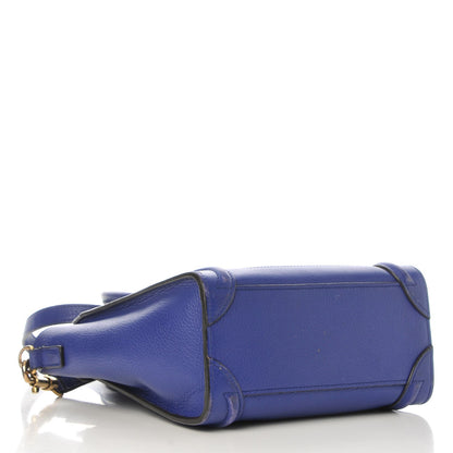 Celine Drummed Calfskin Nano Luggage Indigo 4 of 14