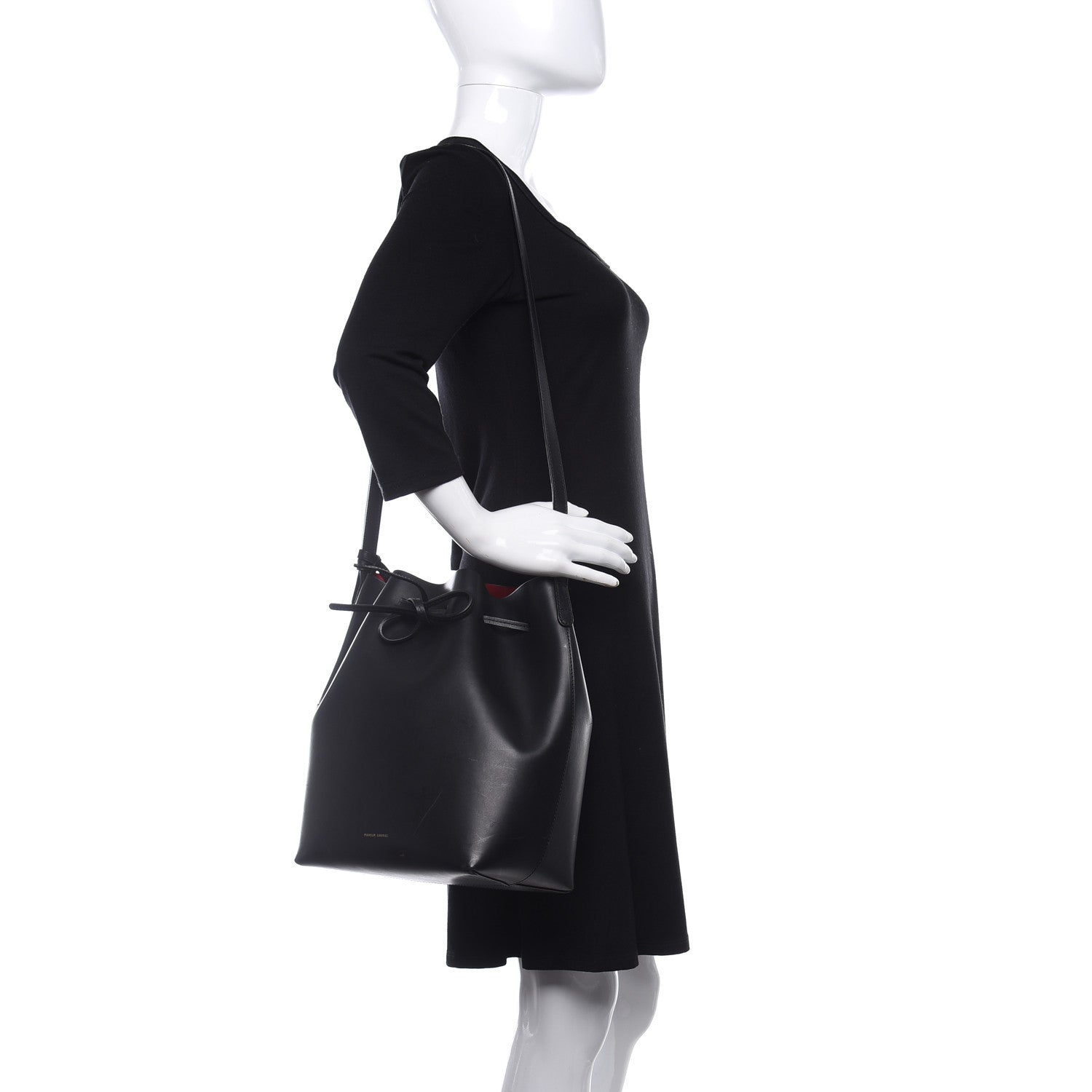 Mansur Gavriel Vegetable Tanned Calfskin Bucket Bag Black Flamma 2 of 11