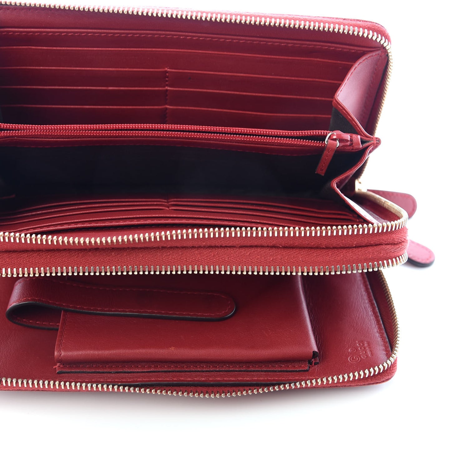 Microguccissima Zip Around Top Handle Travel Wallet Red