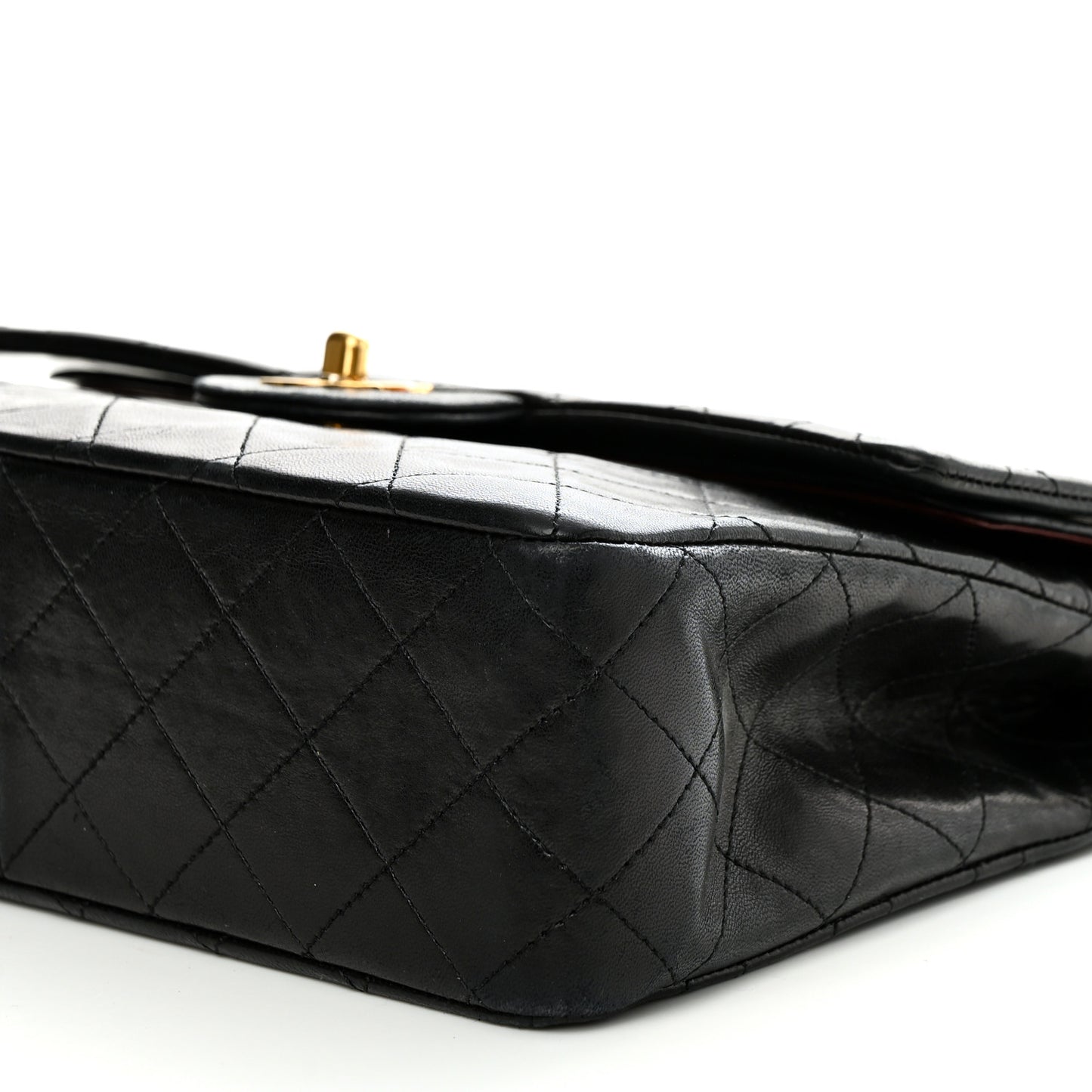 Lambskin Quilted Medium Double Flap Black