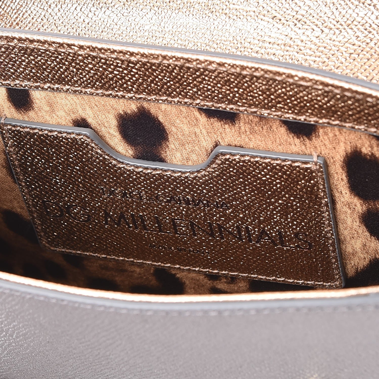Dolce & Gabbana Metallic Dauphine Mini Millennials Love Princess Shoulder Bag Gold Silver 6 of 6