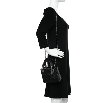 Christian Dior Lambskin Cannage Mini Lady Dior Black 2 of 12