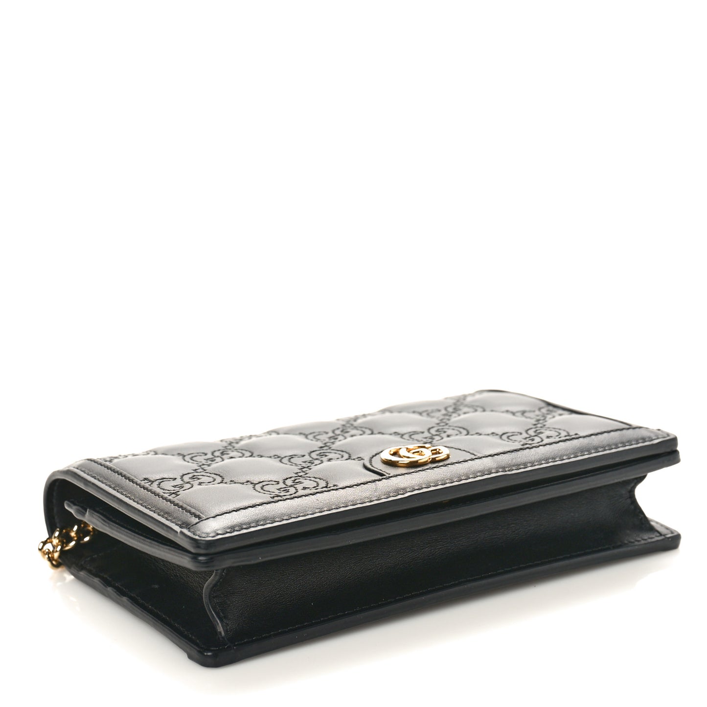 Calfskin GG Matelasse Chain Wallet Black