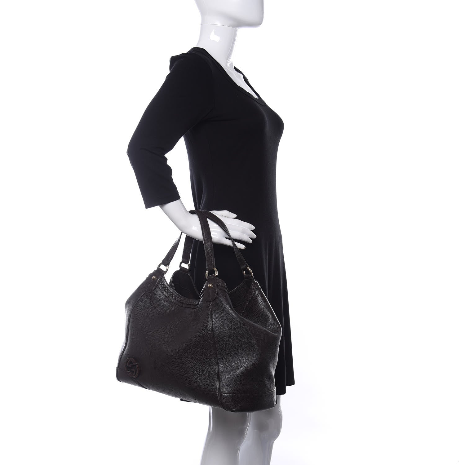 Gucci Pebbled Calfskin Medium Shoulder Bag Brown 2 of 12