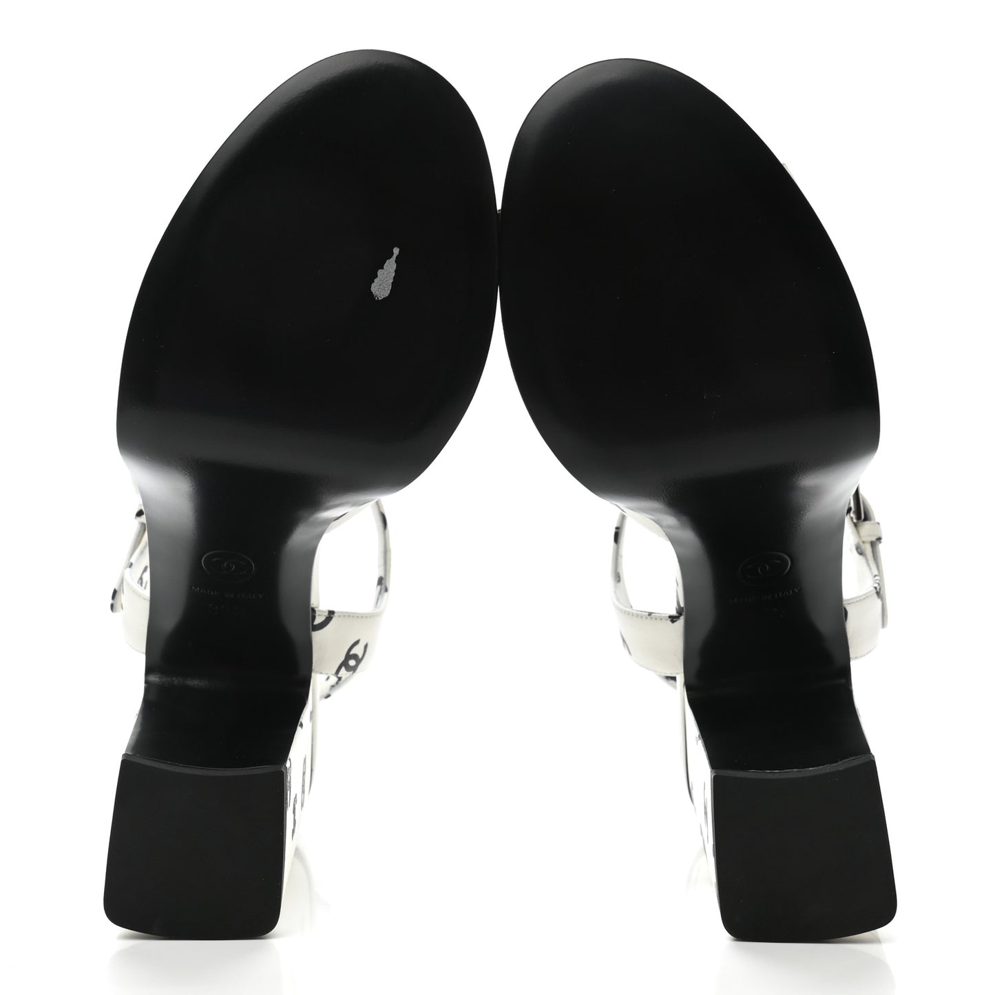 Printed Lambskin Coco Beach Platform Sandals 38.5 White Black