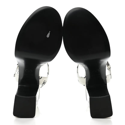 Chanel Printed Lambskin Coco Beach Platform Sandals 38.5 White Black 5 of 9
