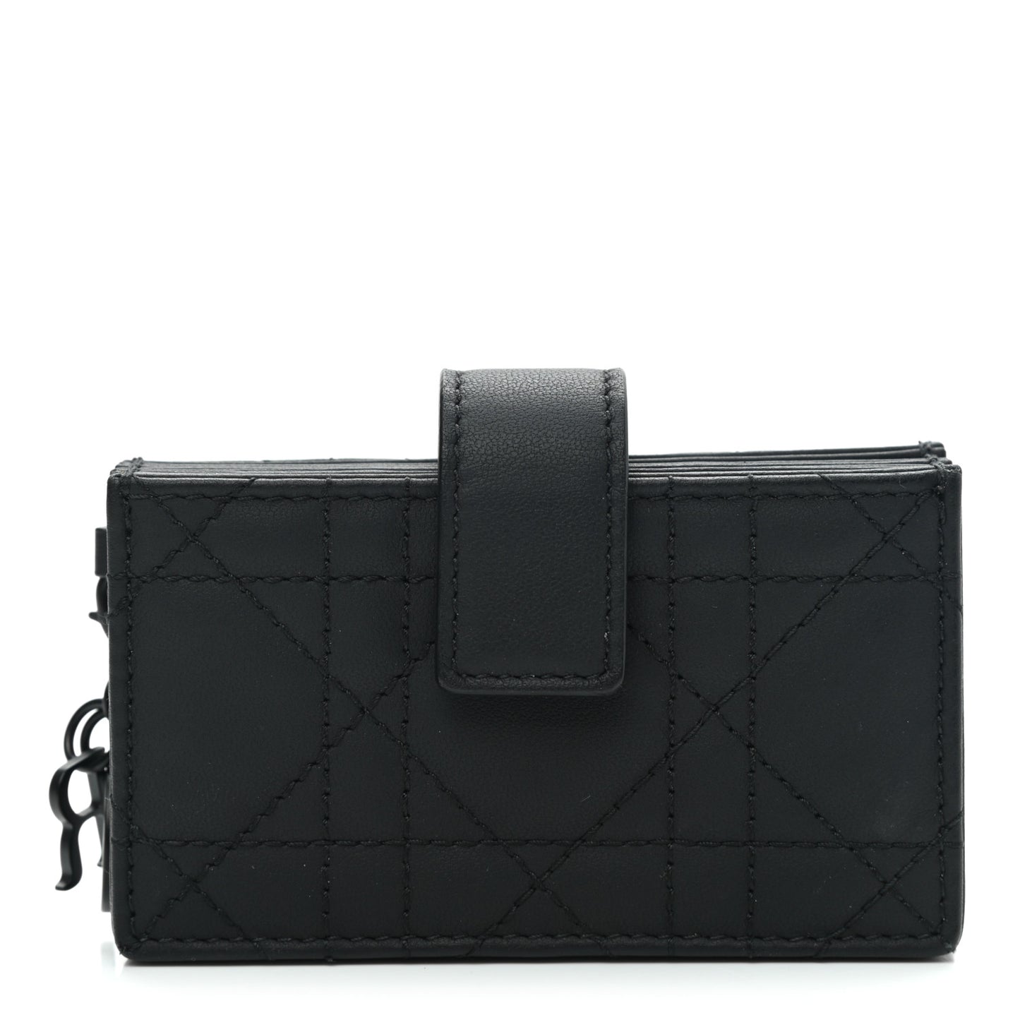 Ultra Matte Calfskin Cannage Lady Dior 5-Gusset Card Holder Black