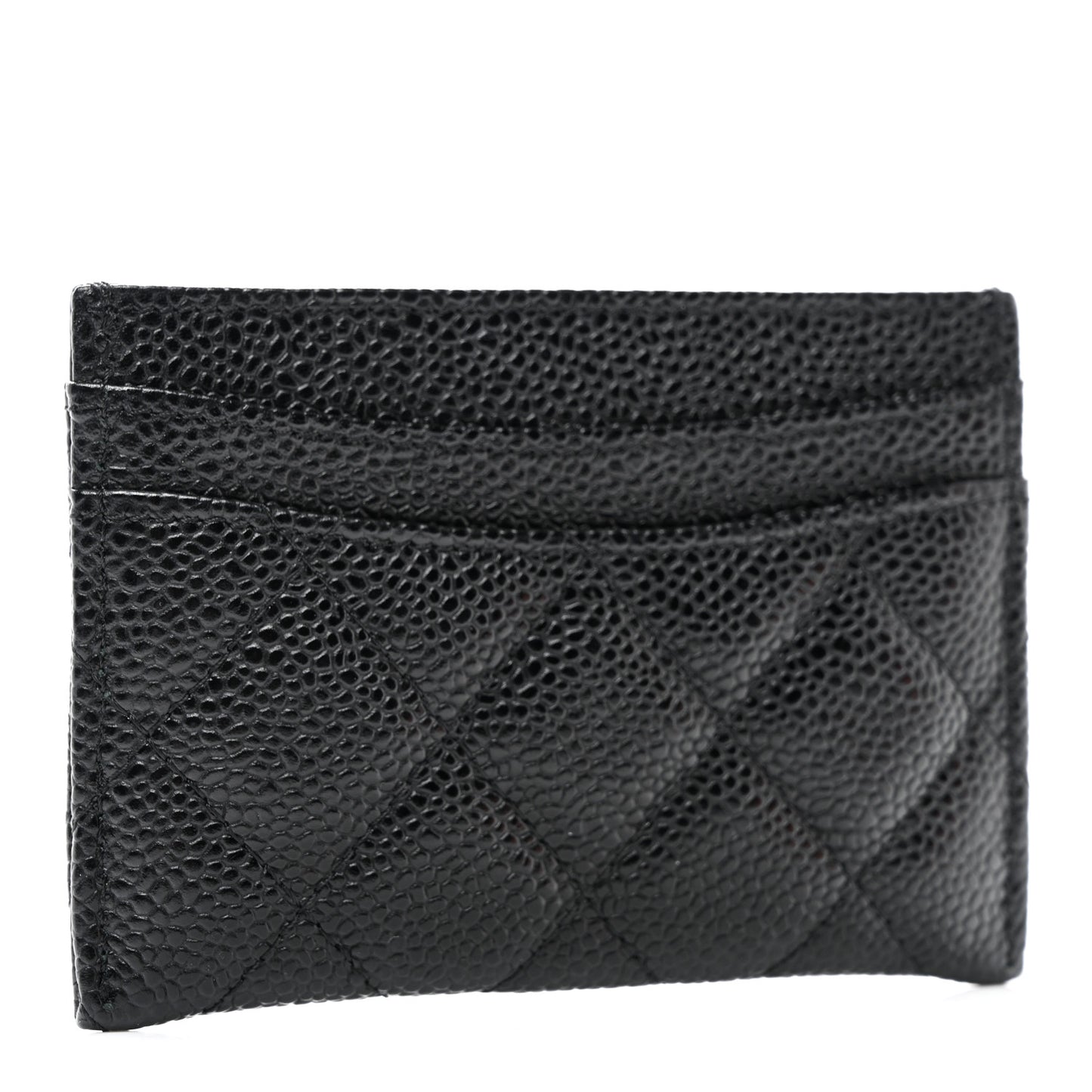 Caviar Quilted Card Holder Black
