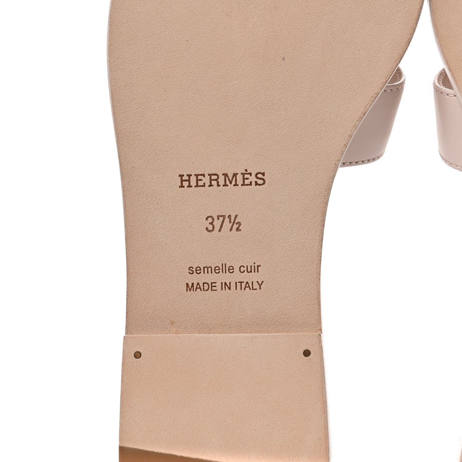 Hermes Box Calfskin Oran Sandals 37.5 Rose Pale 5 of 7
