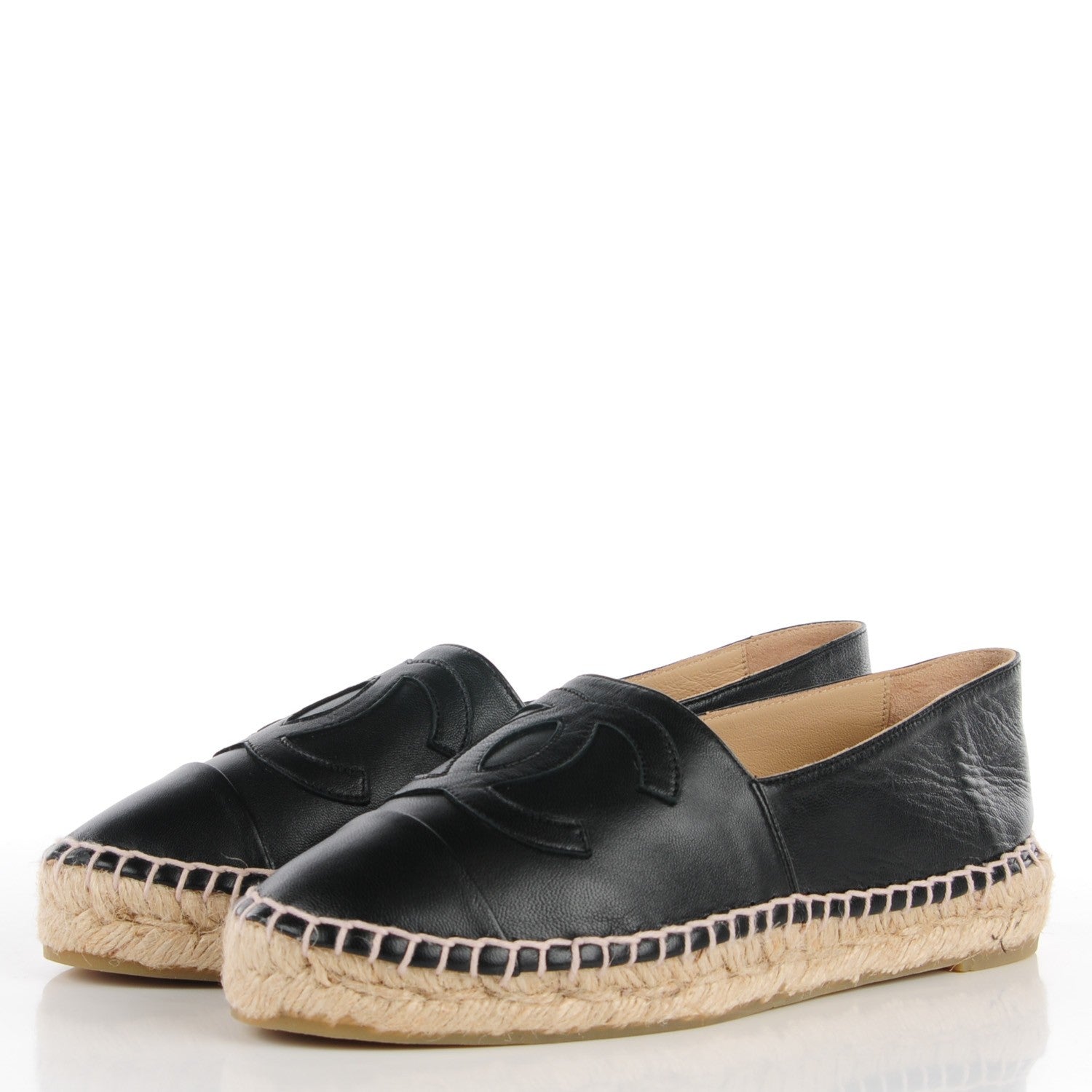 Chanel Lambskin CC Espadrilles 36 Black 3 of 9