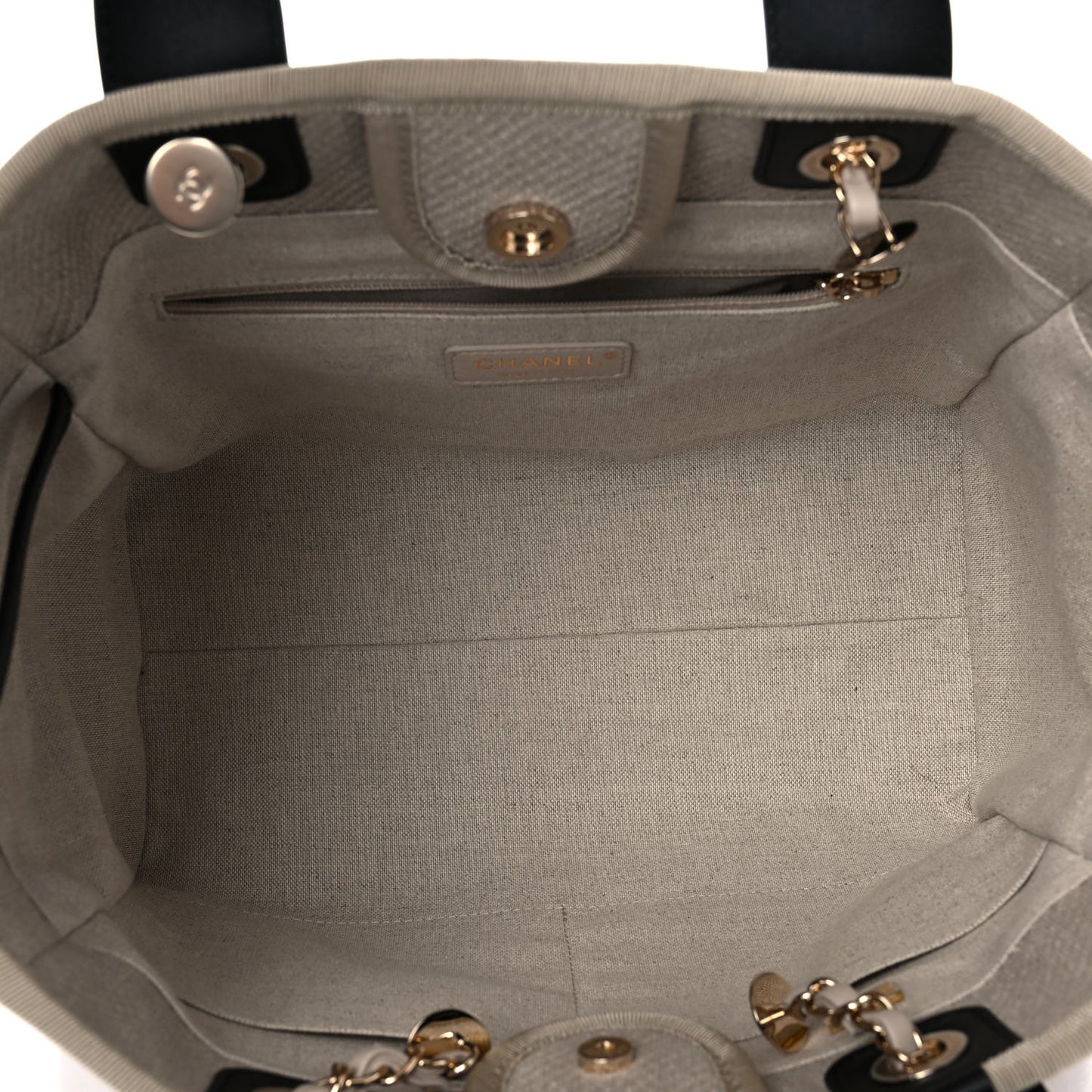 Mixed Fibers Small Deauville Tote Beige Black