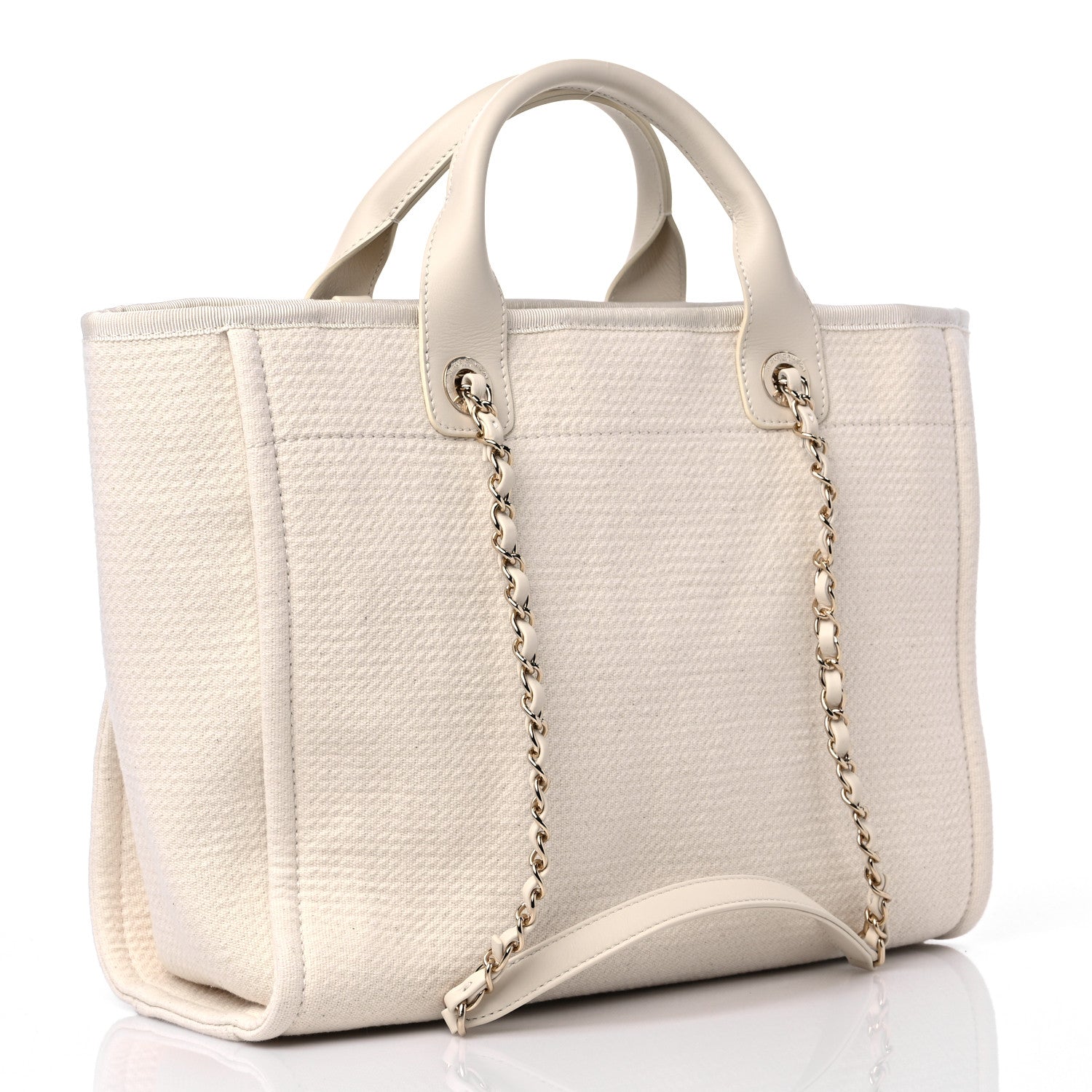 Chanel Mixed Fibers Small Deauville Tote White 4 of 10