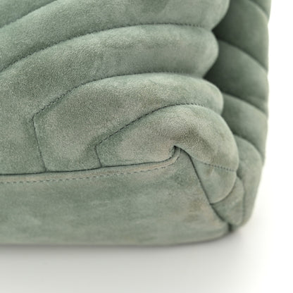 Saint Laurent Suede Y Quilted Monogram Medium Loulou Chain Satchel Vert Opaline 11 of 13