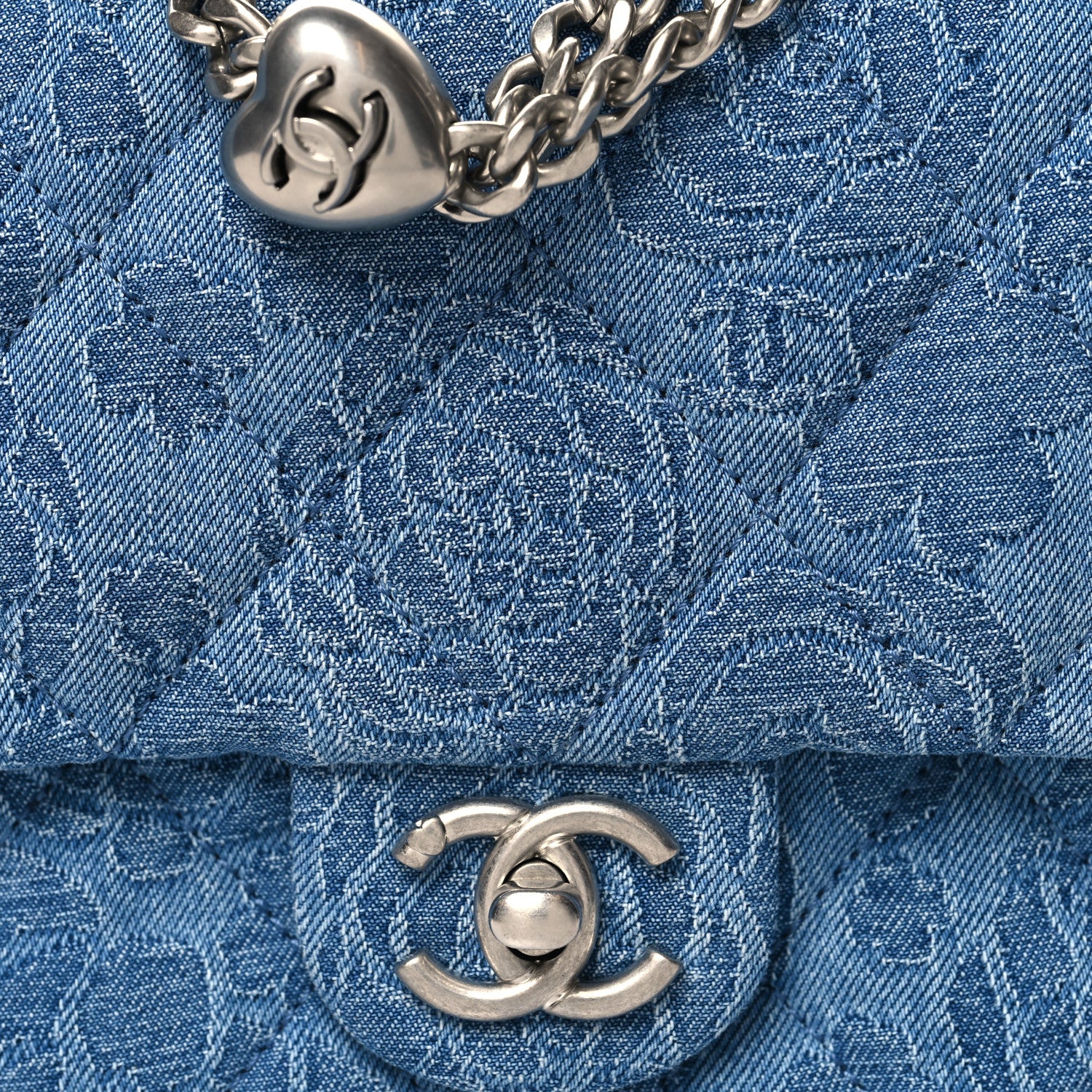 Chanel Denim Quilted Camellia Sweetheart Mini Flap Blue 8 of 11