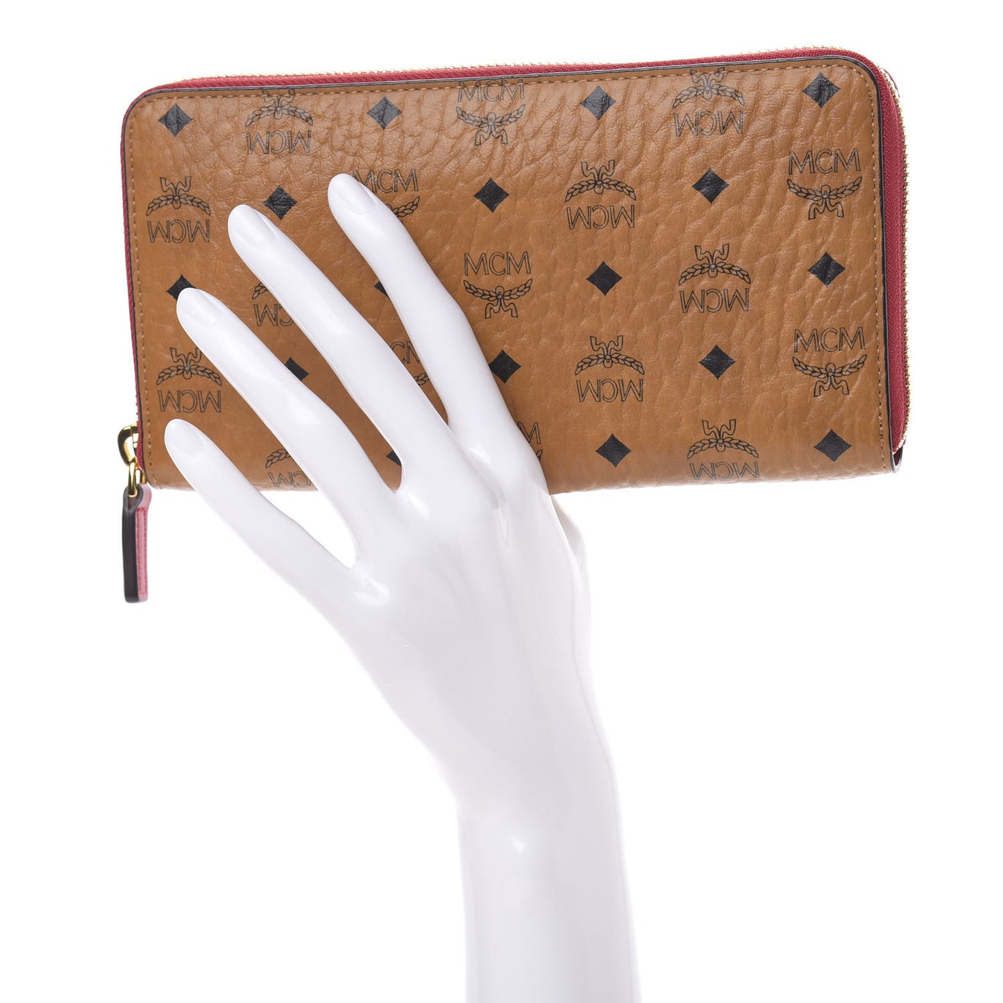 Visetos Large Zip Around Wallet Cognac Red
