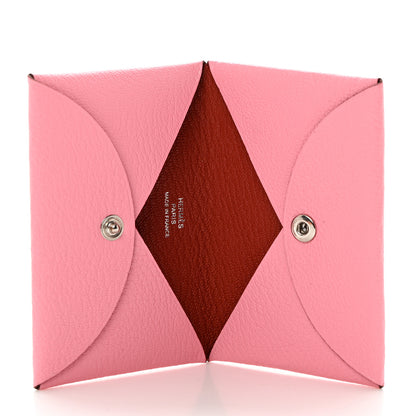 Hermes Chevre Mysore Verso Calvi Card Case Rose Ete Cuivre 5 of 8