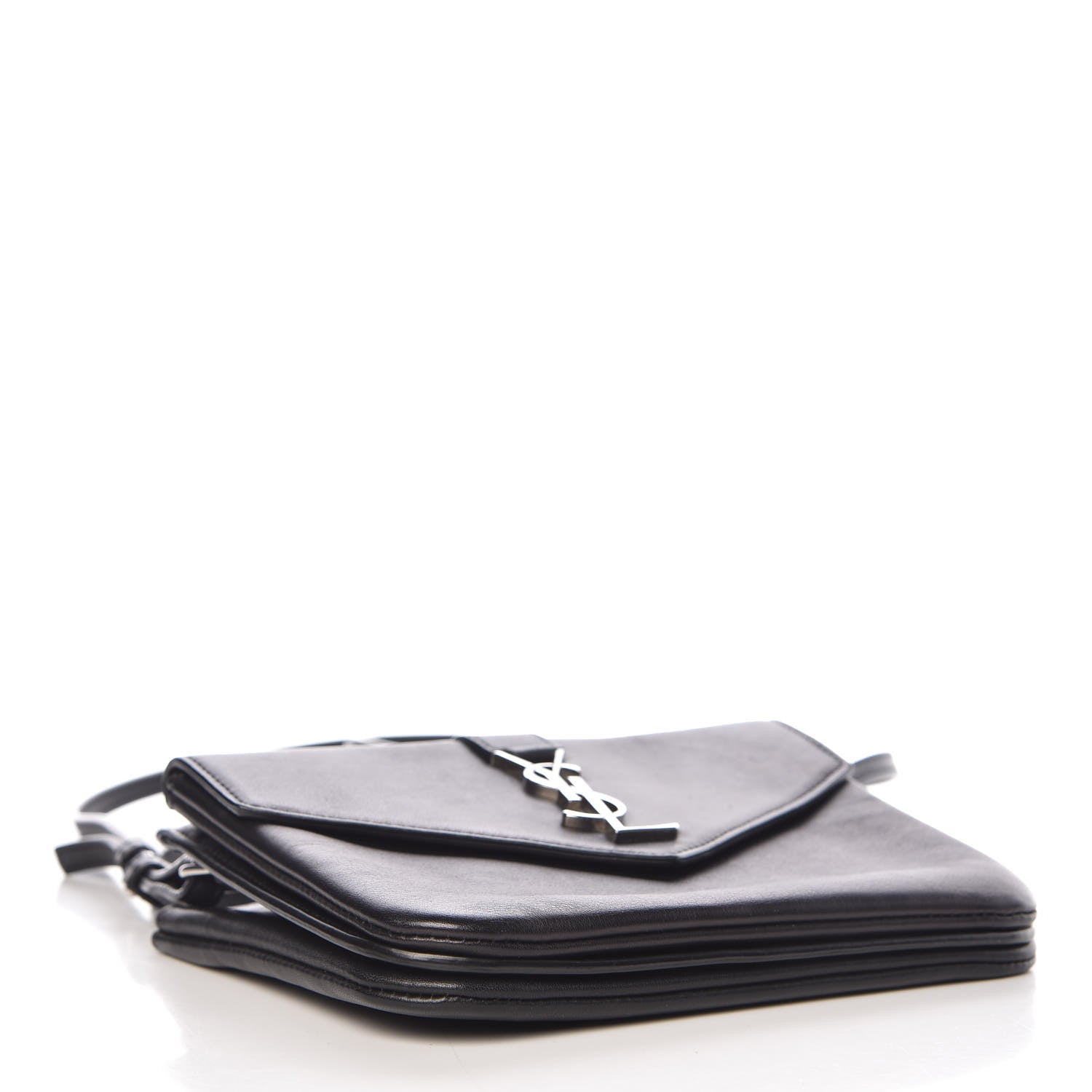 Saint Laurent Calfskin Monogram Tri Pocket Crossbody Bag Black 4 of 11