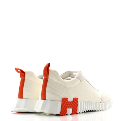 Hermes Technical Canvas Suede Goatskin Bouncing Sneakers 45 White Orange 4 of 9