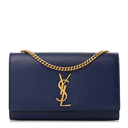 Saint Laurent Grain De Poudre Medium Classic Monogram Kate Satchel Flash Blue 1 of 9