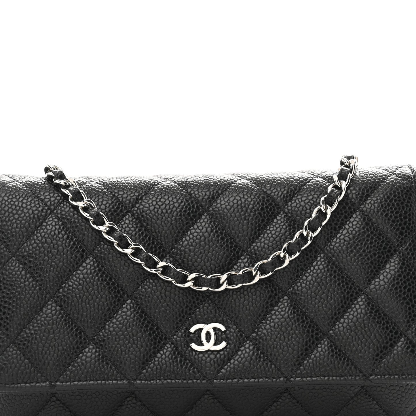 Caviar Quilted Wallet on Chain WOC Black