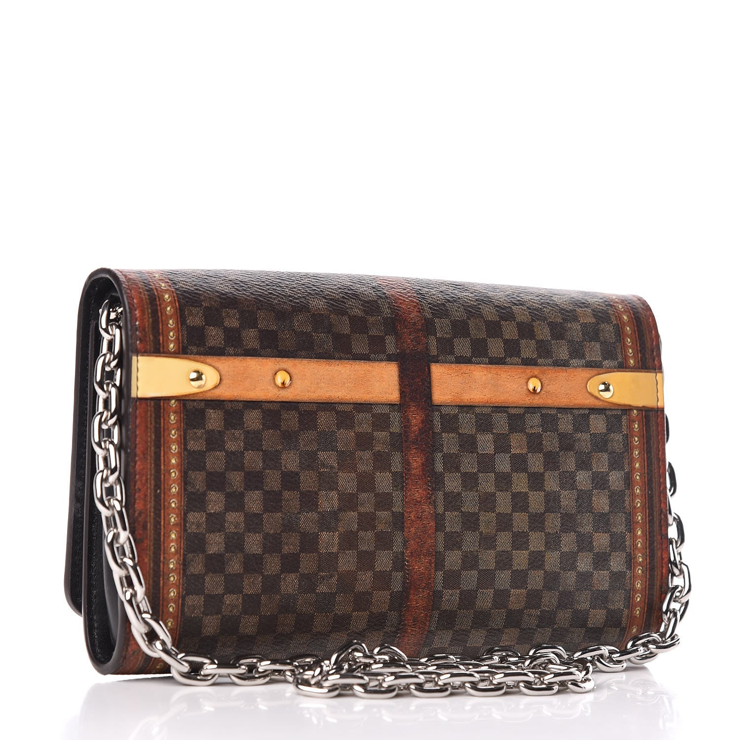 Louis Vuitton Transformed Damier Ebene Time Trunk Twist Chain Wallet 3 of 11