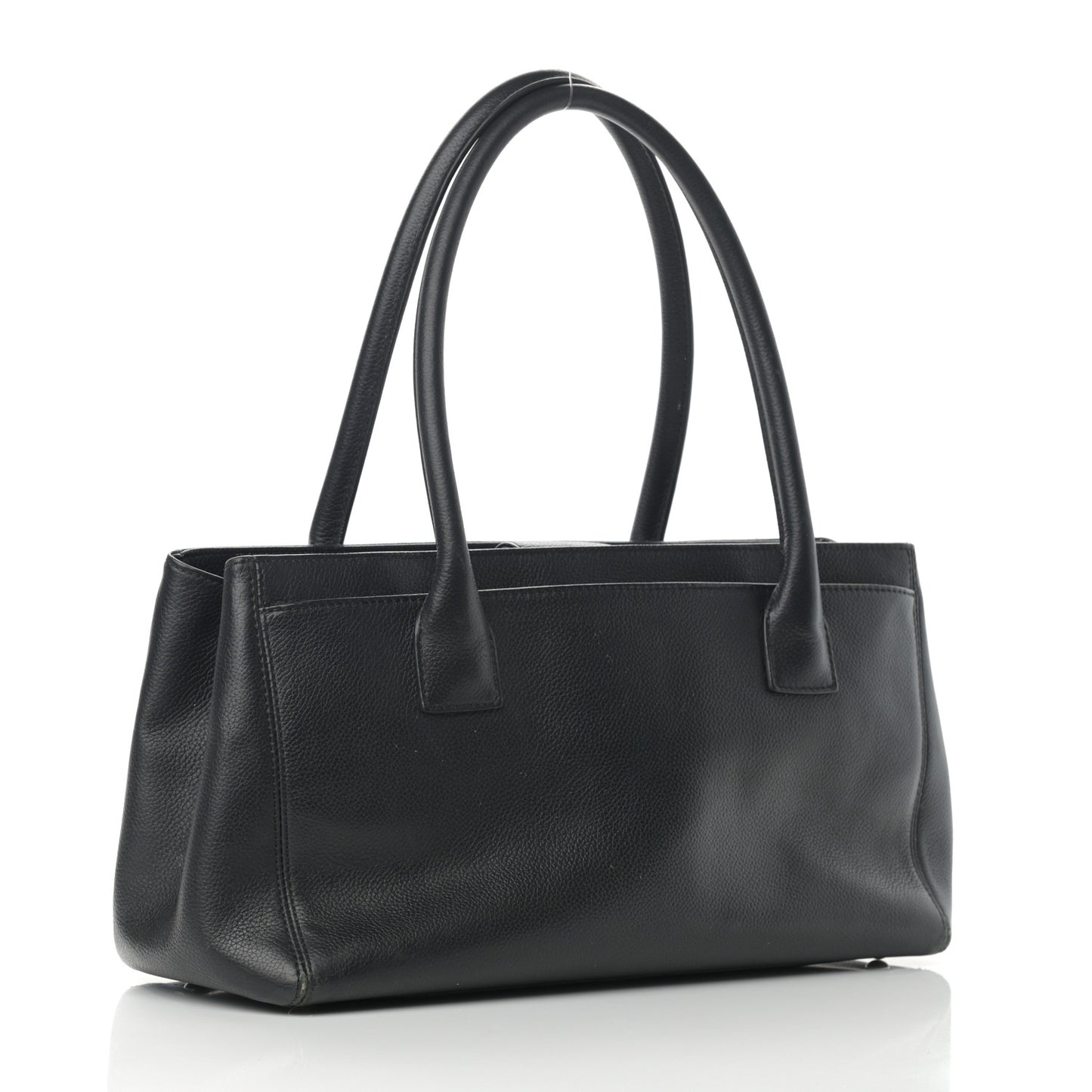 Calfskin Small Cerf Executive Shopper Tote Black