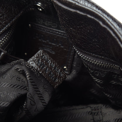 Prada Cervo Lux Chain Flap Hobo Ebano 7 of 11