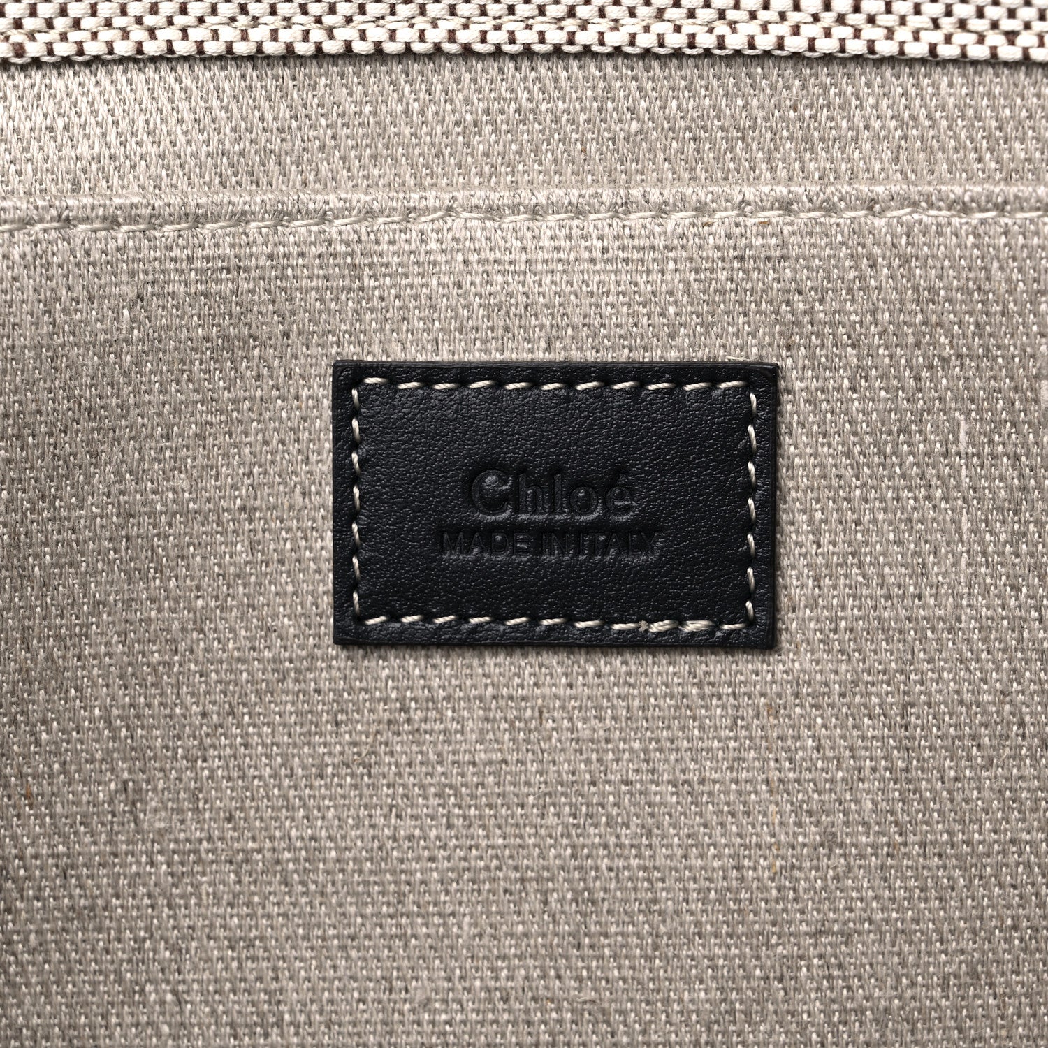 Chloe Cotton Calfskin Large Woody Ribbon Tote White Black 5 of 8