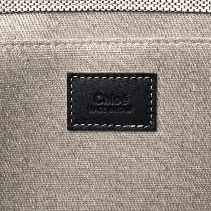 Chloe Cotton Calfskin Large Woody Ribbon Tote White Black 5 of 8