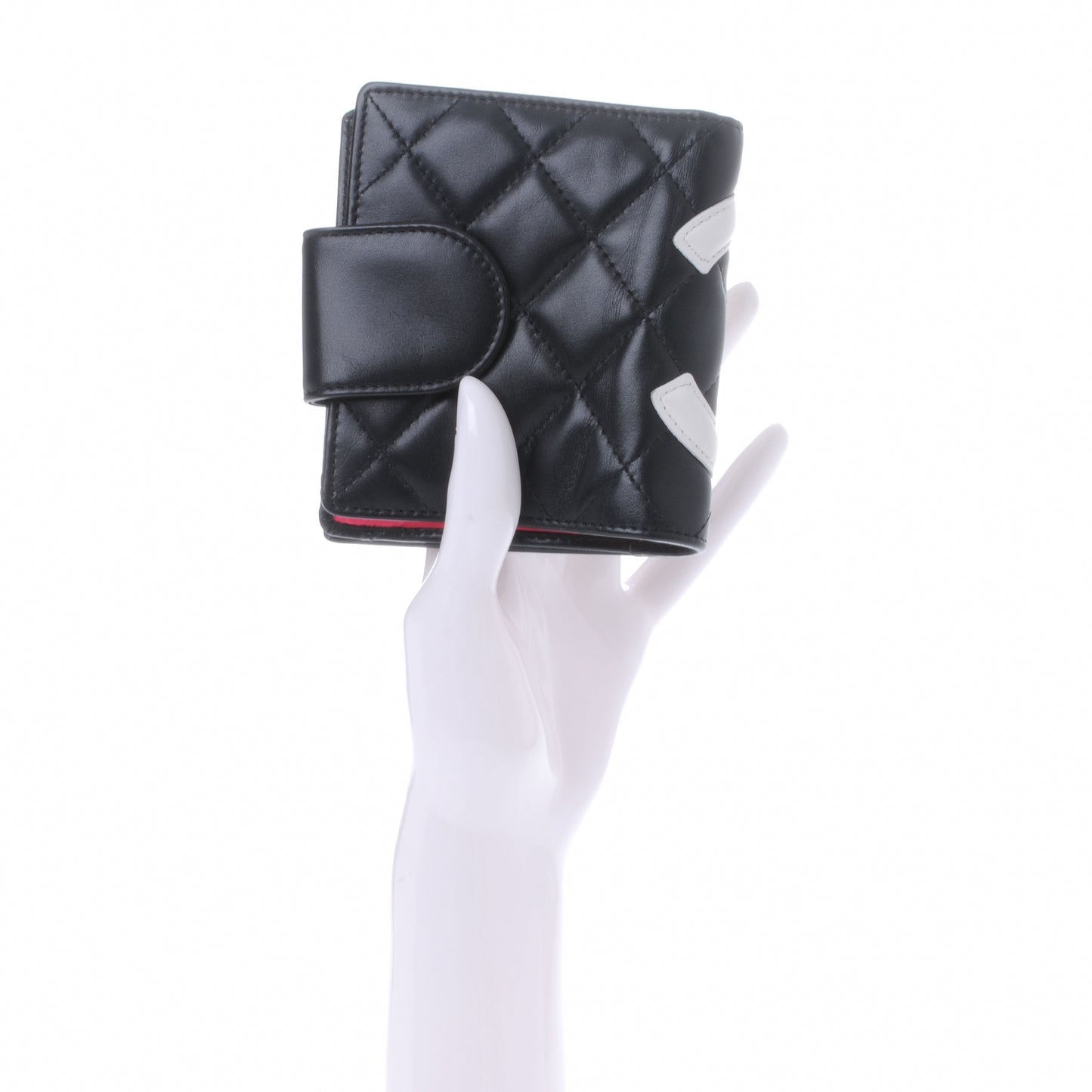 Calfskin Quilted Bi-fold Wallet Black White