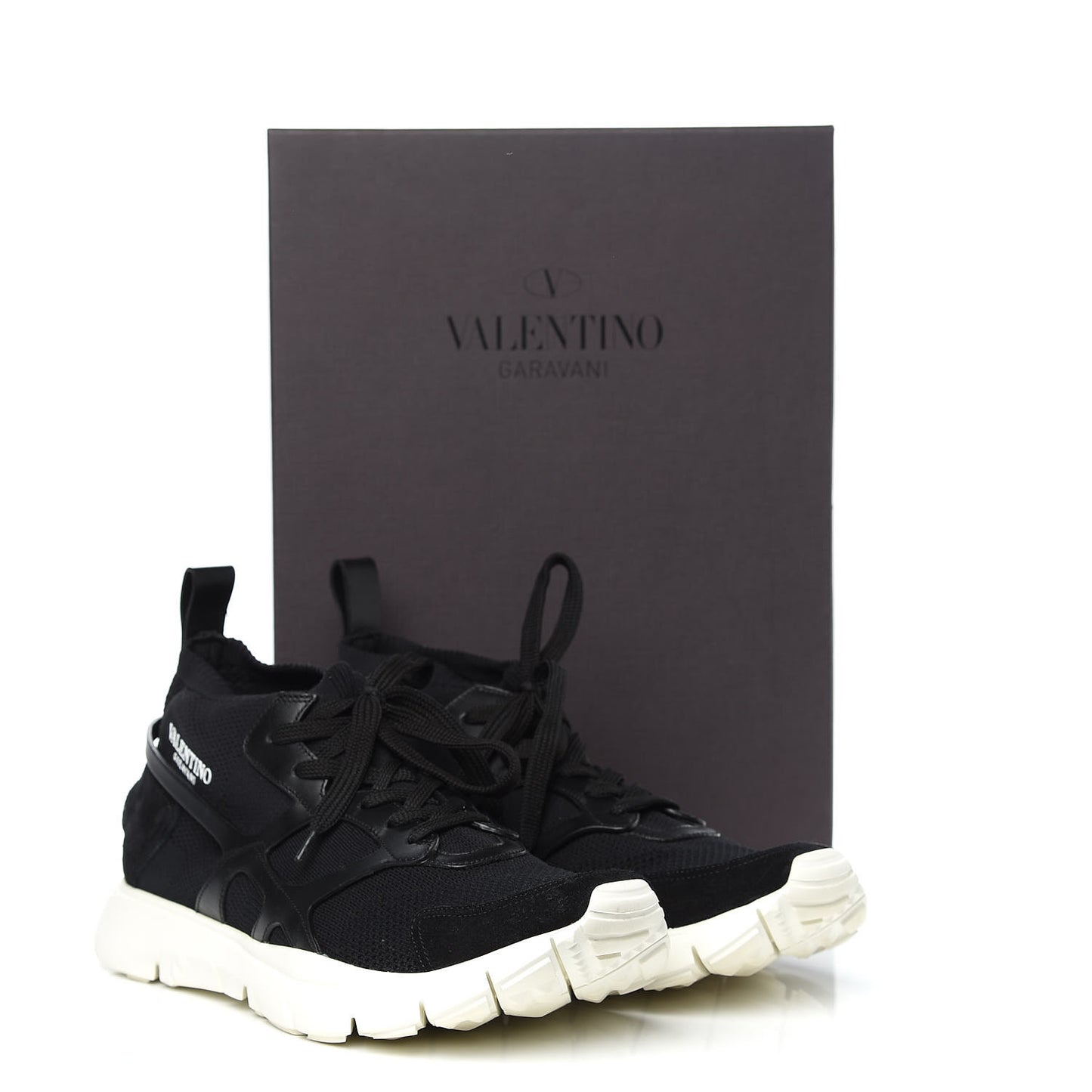 Calfskin Mesh Mens Sound High Sneakers 45 Black
