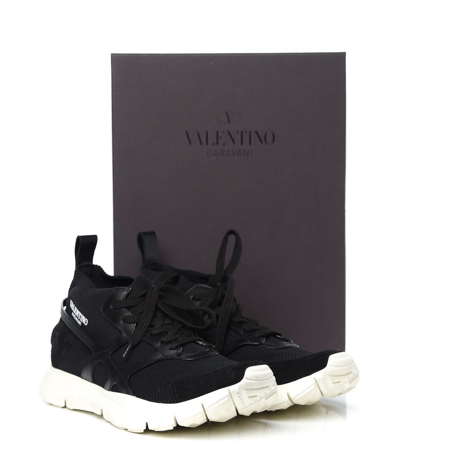Valentino Garavani Calfskin Mesh Mens Sound High Sneakers 45 Black 10 of 10