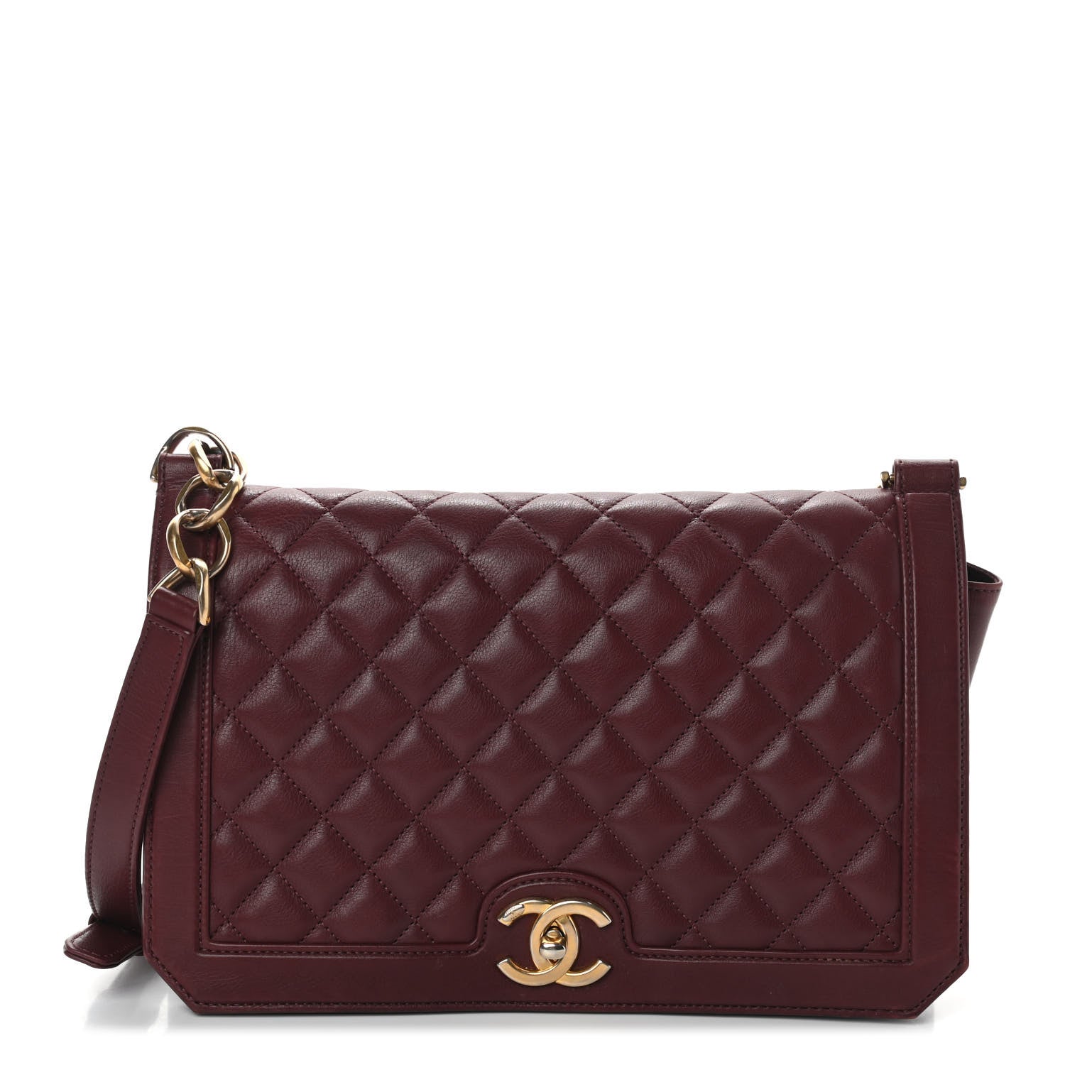Chanel Calfskin Quilted Large Flap Bag Burgundy 1 of 9