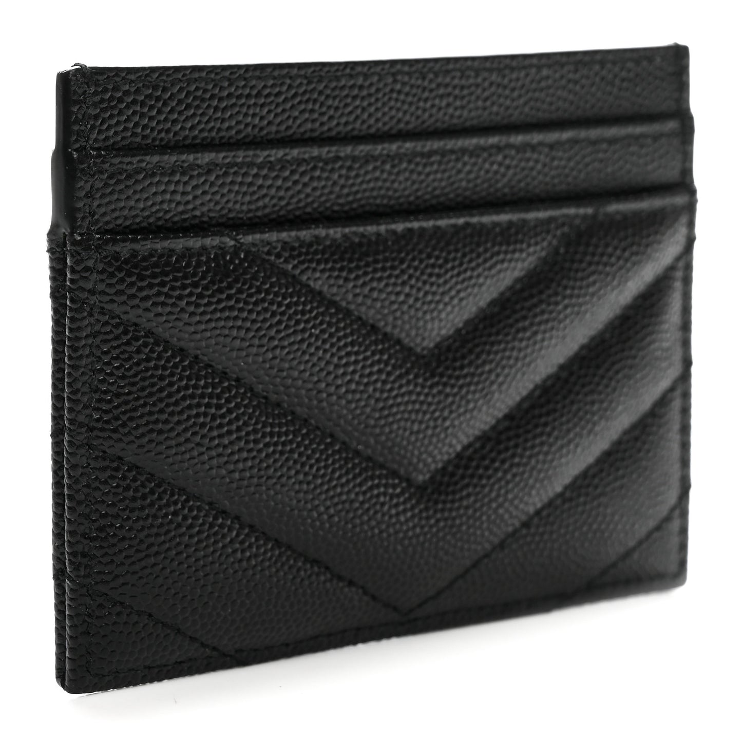 Grain De Poudre Matelasse Chevron Monogram Credit Card Case Black