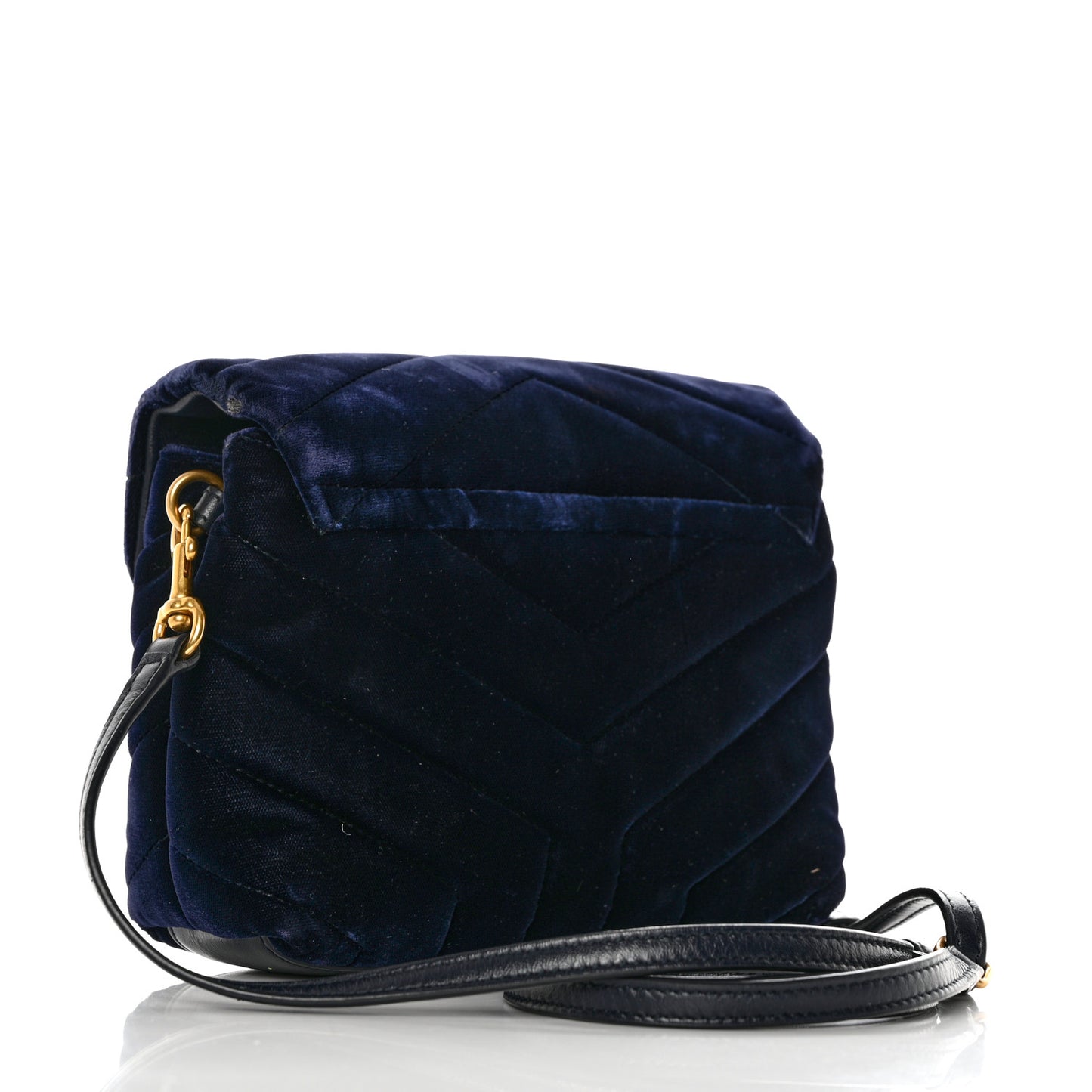 Velvet Y Quilted Monogram Toy Loulou Crossbody Bag Deep Marine