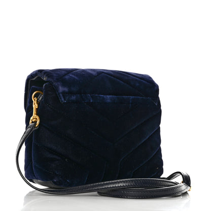 Saint Laurent Velvet Y Quilted Monogram Toy Loulou Crossbody Bag Deep Marine 3 of 14