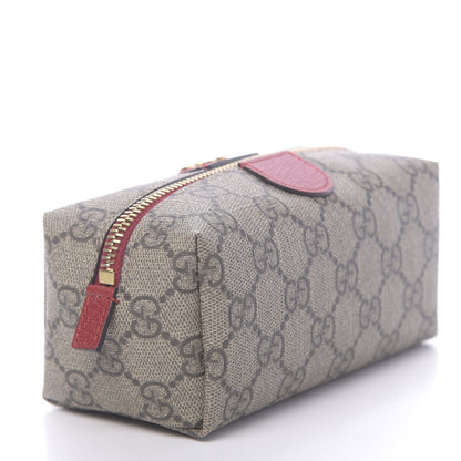 Gucci Soft GG Supreme Monogram Calfskin Small Ophidia Cosmetic Case Beige Ebony Hibiscus Red 3 of 9