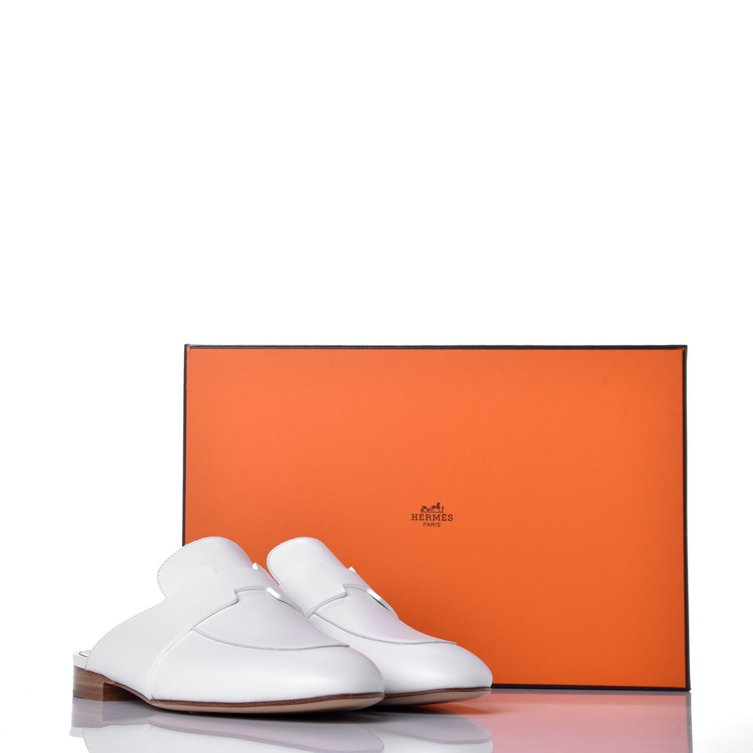 Hermes Supple Calfskin Catena Mules 37.5 White 9 of 9
