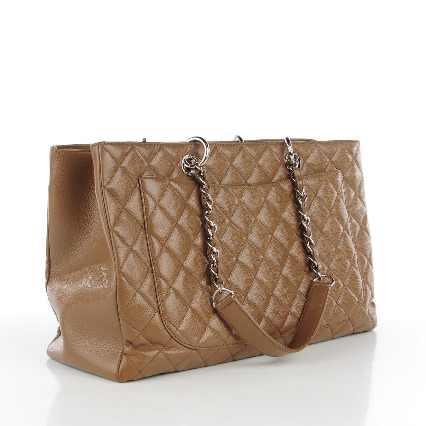 Caviar Quilted XL Grand Shopping Tote GST Dark Beige