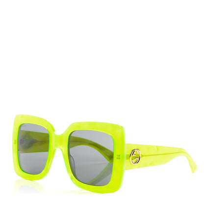 Gucci Acetate Square Frame Sunglasses GG0083S Neon Green 1 of 8