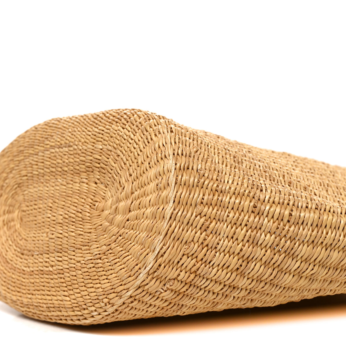 Raffia Calfskin Shell Basket Tote Natural Pecan