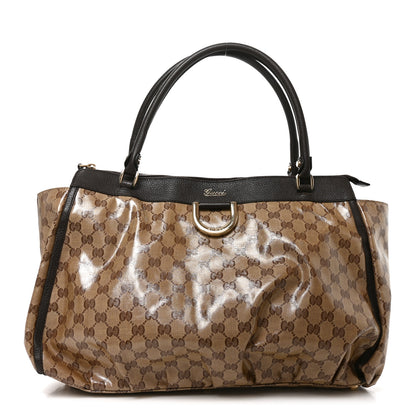 Gucci Crystal Monogram Large D Gold Ring Tote Dark Brown 1 of 11